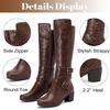 image:imageRuiee Womens Knee High Boots Fall Winter Heeled Boot  Chunky Heel Casual Versatile Lug Sole Comfort Faux Leather Round ToeBrown Lpu 303