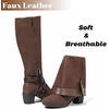 image:imageRuiee Womens Knee High Boots Fall Winter Heeled Boot  Chunky Heel Casual Versatile Lug Sole Comfort Faux Leather Round ToeBrown Zpu 304