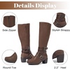 image:imageRuiee Womens Knee High Boots Fall Winter Heeled Boot  Chunky Heel Casual Versatile Lug Sole Comfort Faux Leather Round ToeBrown Zpu 304