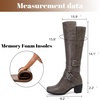 image:imageRuiee Womens Knee High Boots Fall Winter Heeled Boot  Chunky Heel Casual Versatile Lug Sole Comfort Faux Leather Round ToeGrey Lpu 303