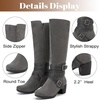 image:imageRuiee Womens Knee High Boots Fall Winter Heeled Boot  Chunky Heel Casual Versatile Lug Sole Comfort Faux Leather Round ToeGrey Zpu 304