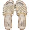 image:imageRuiee Wide Width Flat Sandals for Women  Wide Width Sandals XWide Feet Slides Summer Braided Flat Slides Versatile Fashion ComfortGold Pu 774