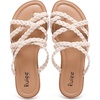 image:imageRuiee Wide Width Sandals for Women Summer Wide Feet Flip Flops Flat Slides Casual Braided Comfort Slip on Breathable Cute SandalNude Pu 780