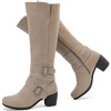 image:imageRuiee Womens Knee High Boots Fall Winter Heeled Boot  Chunky Heel Casual Versatile Lug Sole Comfort Faux Leather Round ToeBeige Pu 304