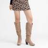 image:imageRuiee Womens Knee High Boots Fall Winter Heeled Boot  Chunky Heel Slouchy Casual Versatile Lug Sole Comfort Faux Leather Round ToeBeige Mf 1206