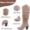 image:imageRuiee Womens Knee High Boots Fall Winter Heeled Boot  Chunky Heel Slouchy Casual Versatile Lug Sole Comfort Faux Leather Round ToeBeige Mf 1206