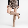 image:imageRuiee Womens Knee High Boots Fall Winter Heeled Boot  Chunky Heel Slouchy Casual Versatile Lug Sole Comfort Faux Leather Round ToeBeige Mf 1206