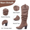 image:imageRuiee Womens Knee High Boots Fall Winter Heeled Boot  Chunky Heel Slouchy Casual Versatile Lug Sole Comfort Faux Leather Round ToeBrown Mf 1206