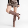 image:imageRuiee Womens Knee High Boots Fall Winter Heeled Boot  Chunky Heel Slouchy Casual Versatile Lug Sole Comfort Faux Leather Round ToeBrown Mf 1206