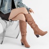 image:imageRuiee Womens Knee High Boots Fall Winter Heeled Boot  Chunky Heel Slouchy Casual Versatile Lug Sole Comfort Faux Leather Round ToeTan Mf 1206
