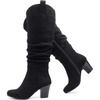 image:imageRuiee Womens Knee High Boots Fall Winter Heeled Boot  Chunky Heel Slouchy Casual Versatile Lug Sole Comfort Faux Leather Round ToeBlack Mf 1206