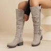 image:imageRuiee Womens Knee High Boots Fall Winter Fashion Boot  Riding Casual Versatile Comfort Stylish Lug Sole Faux Leather Round Toe Side ZipperBeige Pu 005