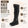image:imageRuiee Womens Knee High Boots Fall Winter Fashion Boot  Riding Casual Versatile Comfort Stylish Lug Sole Faux Leather Round Toe Side ZipperBlack Pu 005