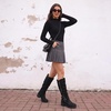 image:imageRuiee Womens Knee High Boots Fall Winter Fashion Boot  Riding Casual Versatile Comfort Stylish Lug Sole Faux Leather Round Toe Side ZipperBlack Pu 005
