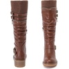 image:imageRuiee Womens Knee High Boots Fall Winter Fashion Boot  Riding Casual Versatile Comfort Stylish Lug Sole Faux Leather Round Toe Side ZipperBrown Lpu 964 New