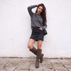 image:imageRuiee Womens Knee High Boots Fall Winter Fashion Boot  Riding Casual Versatile Comfort Stylish Lug Sole Faux Leather Round Toe Side ZipperBrown Pu 005