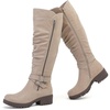 image:imageRuiee Womens Knee High Boots Fall Winter Fashion Boot  Riding Casual Versatile Comfort Stylish Lug Sole Faux Leather Round Toe Side ZipperBeige Pu 005