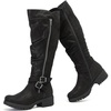 image:imageRuiee Womens Knee High Boots Fall Winter Fashion Boot  Riding Casual Versatile Comfort Stylish Lug Sole Faux Leather Round Toe Side ZipperBlack Pu 005