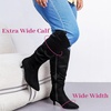 image:imageRuiee Extra Wide Calf Knee High Boots for Women  Extra Wide Calf True Wide Width Kitten Heel Plus Size Classic Versatile Comfort Wide FeetBlack Mf 1062