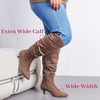 image:imageRuiee Extra Wide Calf Knee High Boots for Women  Extra Wide Calf True Wide Width Kitten Heel Plus Size Classic Versatile Comfort Wide FeetBrown Mf 1062