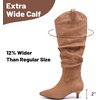 image:imageRuiee Extra Wide Calf Knee High Boots for Women  Extra Wide Calf True Wide Width Kitten Heel Plus Size Classic Versatile Comfort Wide FeetTan Mf 1062