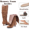 image:imageRuiee Extra Wide Calf Knee High Boots for Women  Extra Wide Calf True Wide Width Kitten Heel Plus Size Classic Versatile Comfort Wide FeetTan Mf 1062