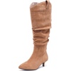 image:imageRuiee Extra Wide Calf Knee High Boots for Women  Extra Wide Calf True Wide Width Kitten Heel Plus Size Classic Versatile Comfort Wide FeetTan Mf 1062