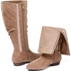 image:imageRuiee Extra Wide Calf Knee High Boots for Women  XWide Calf True Wide Width Slouchy Flat Classic Versatile MicrofiberBeige Mf 368