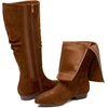 image:imageRuiee Extra Wide Calf Knee High Boots for Women  XWide Calf True Wide Width Slouchy Flat Classic Versatile MicrofiberBrown Mf 368