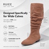 image:imageRuiee Extra Wide Calf Knee High Boots for Women  XWide Calf True Wide Width Slouchy Flat Classic Versatile MicrofiberTan Mf 368