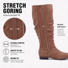 image:imageRuiee Extra Wide Calf Knee High Boots for Women  XWide Calf True Wide Width Slouchy Flat Classic Versatile MicrofiberTan Mf 368