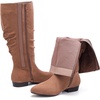 image:imageRuiee Extra Wide Calf Knee High Boots for Women  XWide Calf True Wide Width Slouchy Flat Classic Versatile MicrofiberTan Mf 368