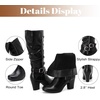 image:imageRuiee Womens Knee High Boots Fall Winter Heeled Boot231128 BK LPU 6  Chunky Heel Slouchy Casual Versatile Lug Sole Comfort Faux Leather Round ToeBlack Lpu 1128