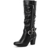 image:imageRuiee Womens Knee High Boots Fall Winter Heeled Boot231128 BK LPU 6  Chunky Heel Slouchy Casual Versatile Lug Sole Comfort Faux Leather Round ToeBlack Lpu 1128