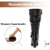 image:imageRuiee Womens Knee High Boots Fall Winter Heeled Boot231128 BK LPU 6  Chunky Heel Slouchy Casual Versatile Lug Sole Comfort Faux Leather Round ToeBlack Lpu 1128