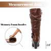 image:imageRuiee Womens Knee High Boots Fall Winter Heeled Boot231128 BK LPU 6  Chunky Heel Slouchy Casual Versatile Lug Sole Comfort Faux Leather Round ToeBrown Lpu 1128