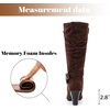 image:imageRuiee Womens Knee High Boots Fall Winter Heeled Boot231128 BK LPU 6  Chunky Heel Slouchy Casual Versatile Lug Sole Comfort Faux Leather Round ToeBrown Mf 1128