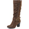 image:imageRuiee Womens Knee High Boots Fall Winter Heeled Boot231128 BK LPU 6  Chunky Heel Slouchy Casual Versatile Lug Sole Comfort Faux Leather Round ToeBrown Zpu 1128