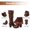 image:imageRuiee Womens Knee High Boots Fall Winter Heeled Boot231128 BK LPU 6  Chunky Heel Slouchy Casual Versatile Lug Sole Comfort Faux Leather Round ToeBrown Lpu 1128