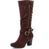 image:imageRuiee Womens Knee High Boots Fall Winter Heeled Boot231128 BK LPU 6  Chunky Heel Slouchy Casual Versatile Lug Sole Comfort Faux Leather Round ToeBrown Mf 1128