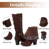 image:imageRuiee Womens Knee High Boots Fall Winter Heeled Boot231128 BK LPU 6  Chunky Heel Slouchy Casual Versatile Lug Sole Comfort Faux Leather Round ToeBrown Mf 1128