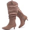 image:imageRuiee Extra Wide Calf Knee High Boots for Women  Extra Wide Calf True Wide Width Kitten Heel Plus Size Classic Versatile Comfort Wide FeetBrown Mf 1062