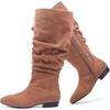 image:imageRuiee Extra Wide Calf Knee High Boots for Women  XWide Calf True Wide Width Slouchy Flat Classic Versatile MicrofiberTan Mf 368