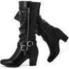 image:imageRuiee Womens Knee High Boots Fall Winter Heeled Boot231128 BK LPU 6  Chunky Heel Slouchy Casual Versatile Lug Sole Comfort Faux Leather Round ToeBlack Lpu 1128