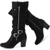 image:imageRuiee Womens Knee High Boots Fall Winter Heeled Boot231128 BK LPU 6  Chunky Heel Slouchy Casual Versatile Lug Sole Comfort Faux Leather Round ToeBlack Zpu 1128