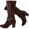 image:imageRuiee Womens Knee High Boots Fall Winter Heeled Boot231128 BK LPU 6  Chunky Heel Slouchy Casual Versatile Lug Sole Comfort Faux Leather Round ToeBrown Mf 1128