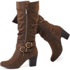 image:imageRuiee Womens Knee High Boots Fall Winter Heeled Boot231128 BK LPU 6  Chunky Heel Slouchy Casual Versatile Lug Sole Comfort Faux Leather Round ToeBrown Zpu 1128