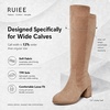 image:imageRuiee Extra Wide Calf Heeled Knee High Boots for Women  XWide Calf True Wide Width Gogo Boots Chunky Heeled Plus Size Classic VersatileBeige Mf 370