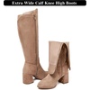 image:imageRuiee Extra Wide Calf Heeled Knee High Boots for Women  XWide Calf True Wide Width Gogo Boots Chunky Heeled Plus Size Classic VersatileBeige Mf 370