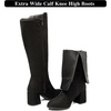 image:imageRuiee Extra Wide Calf Heeled Knee High Boots for Women  XWide Calf True Wide Width Gogo Boots Chunky Heeled Plus Size Classic VersatileBlack Mf 370